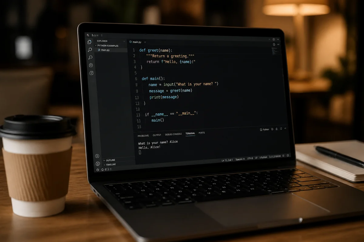 первый скрипт Python на ноутбуке